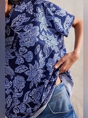 🪷NWT Free People We The Free Printed Nina Tee size S🌙